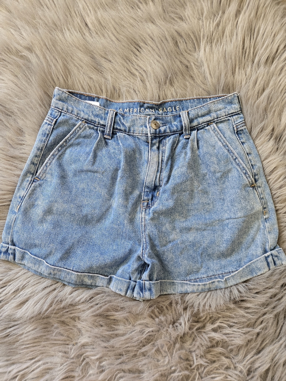 American Eagle Outfitters Faded Blue Mom Style Denim Shorts